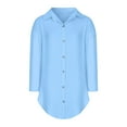 thumbnail image 3 of ShomPort Cotton Dress for Women Button down Shirt Dresses Long Sleeve Loose Midi Dresses Solid Color Tunics, 3 of 5