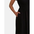 thumbnail image 3 of Time and Tru Women's and Women's Plus Smocked Waist Midi Dress, Sizes XS-4X, 3 of 4