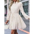 thumbnail image 4 of Womens Long Sleeve Fall Dresses 2025 Button Up Waist with Belt A-Line Mini Dress Casual Fall Winter Dress Apricot L, 4 of 9