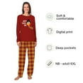 thumbnail image 2 of Jenny Family Thanksgiving Pajamas, Funny Happy Turkey Day Print Red Long Sleeve Shirt Plaid Pants, 2-Piece, Sizes Infant-Adult 6XL, Cotton Blend, 2 of 7