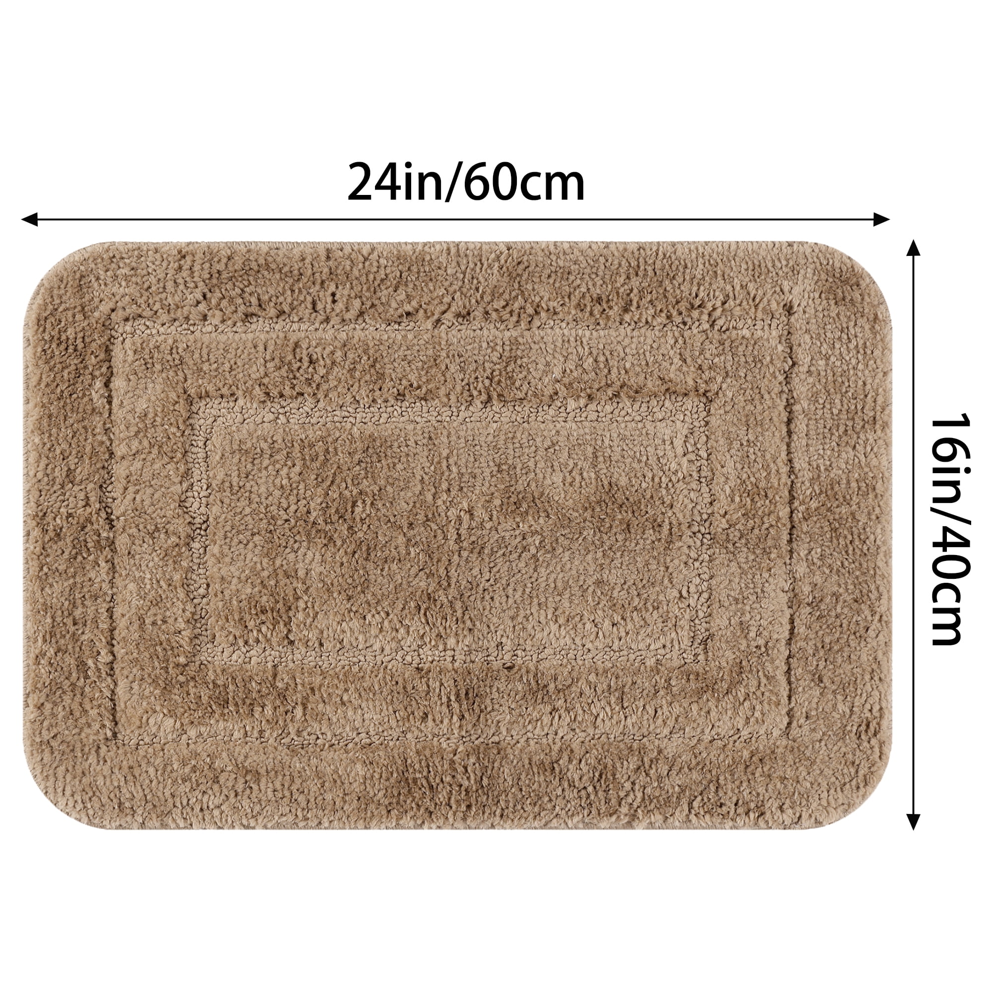 Unique Bargains Soft Absorbent Rug Non-Slip Plush Bath Mat for Bathroom Floor Brown 16"x24"