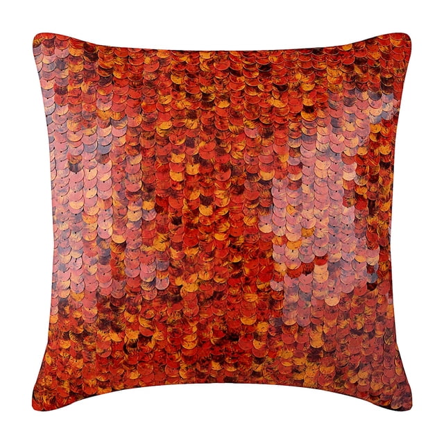 The HomeCentric Housses de Coussin Décoratives, Lot de 2 Housses de Coussin Décoratives Rouges, 16x16 Pouces (40x40 cm) Housses de Coussin en Soie à Fermeture Éclair, Cercles et Points, Écailles, Sirène, Paillettes Pâques - Écailles de Carpe Koi