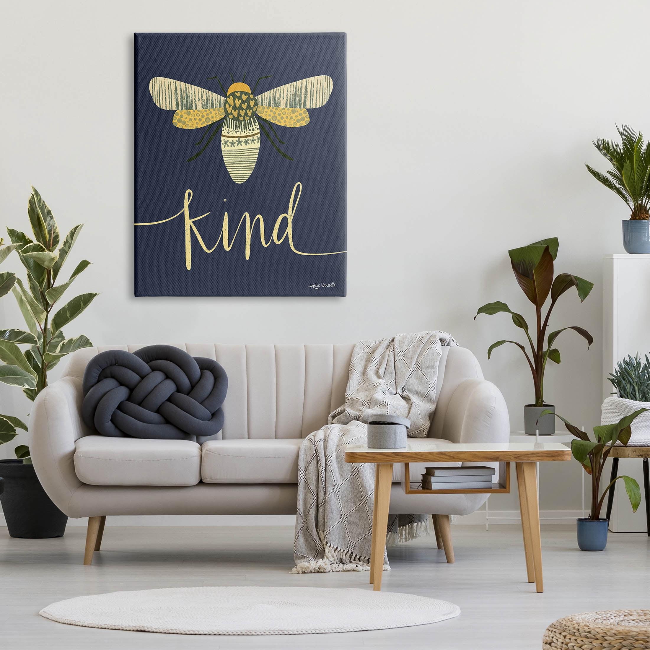 Stupell Industries Patterned Insect Bug Kind Calligraphy Graphic Art Gallery Wrapped Canvas Print Wall Art, Design by Katie Doucette
