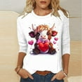 thumbnail image 6 of Women's Valentine's Day Plus Size T-Shirt Cute Cow Printed 3/4 Sleeve Tshirt Crew Neck Graphic Tee,XL,A, 6 of 6