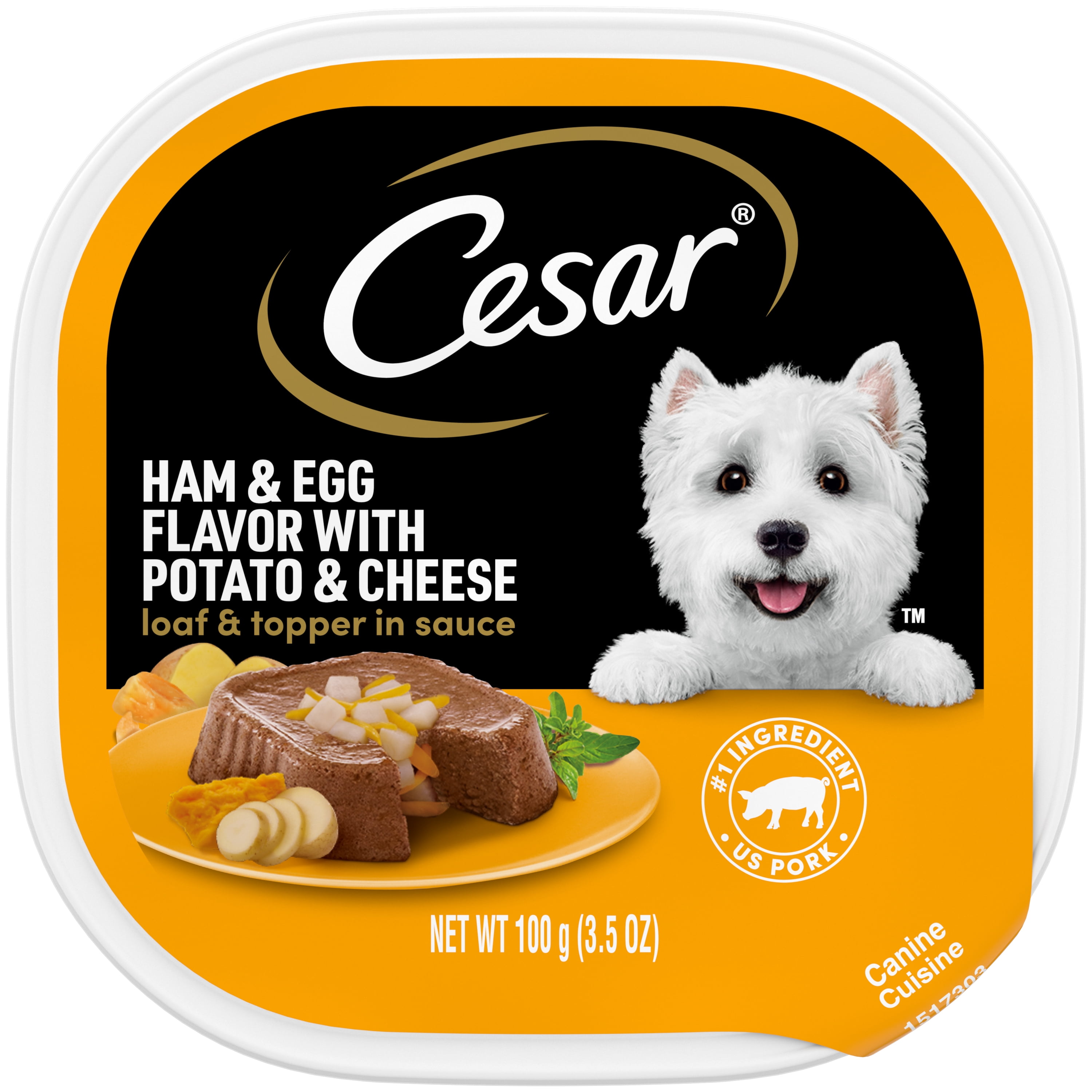CESAR Savory Delights Egg, Cheese & Pork Flavor Wet Dog Food for Adult Dog, 3.5 oz. Tray
