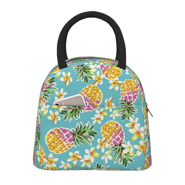 Fotbe Cute Pineapples Bolsa de Almuerzo con Estampado, Lonchera Aislada, Contenedor de Comida Reutilizable Tipo Cooler a Prueba de Fugas