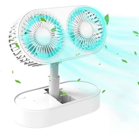 

Dual Head Mini Fan Powerful Portable Hand Fan Speed Adjustable Micro USB Rechargeable Fan