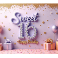 thumbnail image 4 of Flower Design Sweet 16 Banner Glittery Number Birthday Banner Happy Birthday for Teen Celebration Indoor Decor Festive Party, 4 of 7