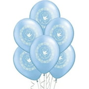 PMU 11 Inches Round Blue Baptism Dove Azure Latex Balloon Pkg/25