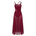 thumbnail image 5 of TiaoBug Womens Mesh SleevelessLyrical Dance Leotard Dress Gymnastics Dancewear Costume Burgundy L, 5 of 7