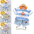 thumbnail image 3 of Sonducket estilo informal para niños, patrón de rayas, cuello vuelto, camisa, pantalón, conjunto de fiesta, niños, niñas, Tops, conjuntos de ropa Naranja 80cm, 3 of 6
