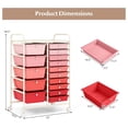 thumbnail image 3 of Rolling Cart with 15 Drawers, Rolling Drawer Organizer Cart w/Lockable Wheels, Removable & 2-Sized Storage Drawers, Art Cart for School Home Art Supplies File Scrapbook (Mixed Pink), 3 of 9