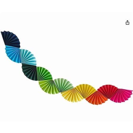 1.6Meters Rainbow Paper Fan Hanging Garland Banners Backdrops for Birthday Wedding Anniversary Holiday Family Gatherings Graduation Party Classroom Wall Decorations