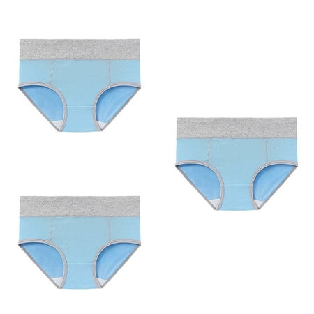 

XMMSWDLA Cotton High Waist Underwear Women Soft Briefs Comfy Ladies C Panties Multipack (Regular & Plus Size) Light Blue L Womens Thong Underwear