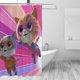 thumbnail image 3 of Cortina de ducha Superkitties, opaca, para baño, impermeable, resistente al moho, bloquea la privacidad, probador, patrón de impresión fina con arte de patchwork, 72 x 72 pulgadas, talla única., 3 of 8