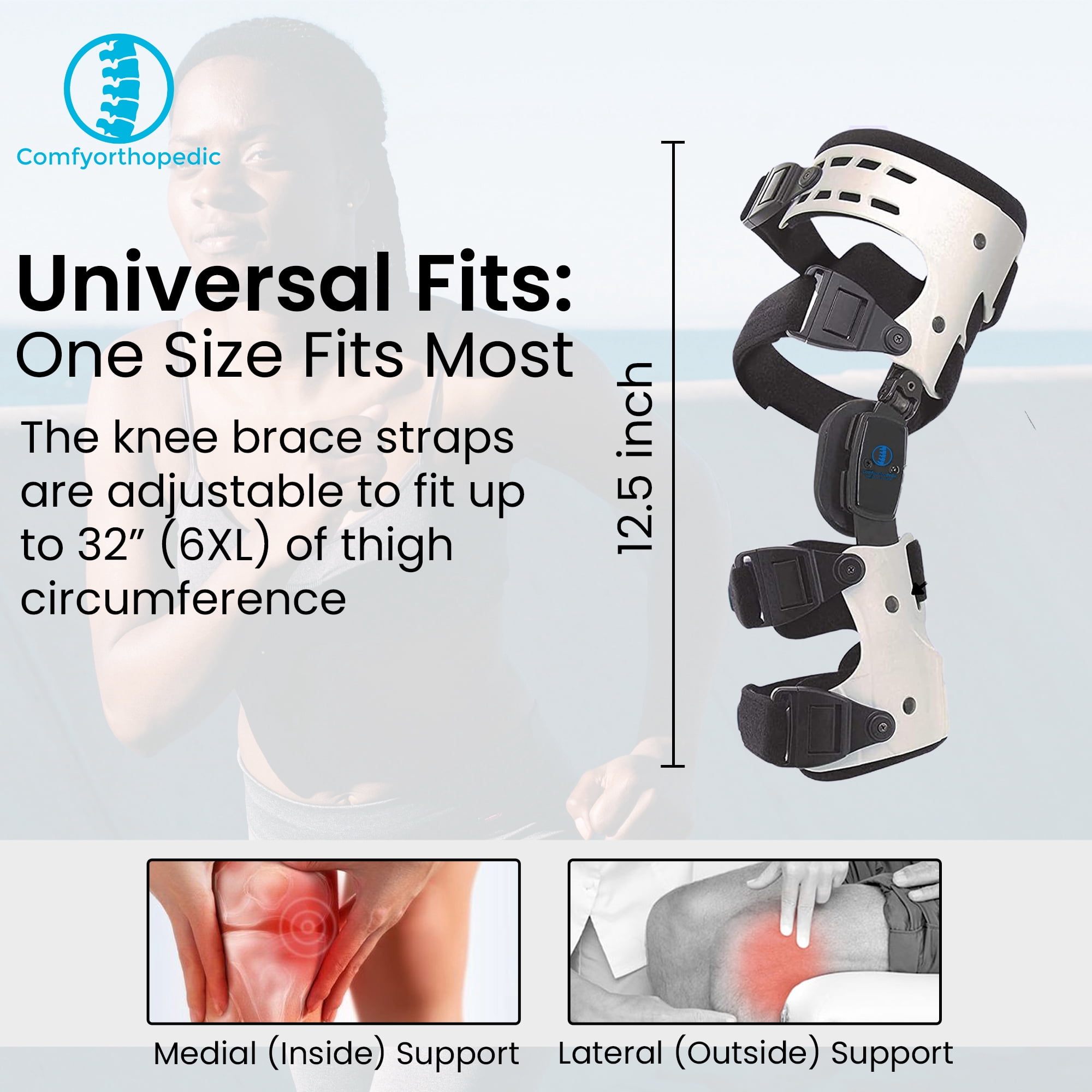Comfyorthopedic OA Unloader Knee Brace for Osteoarthritis, Bone on Bone Arthritis,  Valgus Varus Offloading Knee Joint Pain & Cartilage Repair Degeneration- Left
