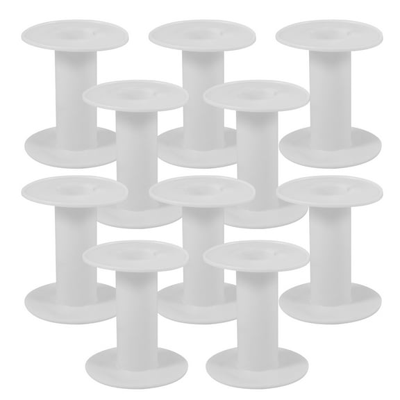 FRCOLOR White Plastic Empty Spools for Cord Organizing Use 10pcs Durable Bobbins for Craft Thread Yarn