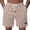 Khaki, variant on Mens Shorts Jacquard Casual Cable Knit Drawstring Elastic Waist Summer Beach Lounge SweatShorts Texture Short Pants with Wide Contrast Waistban Black L