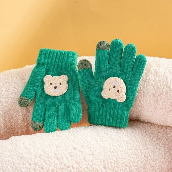 TMOYZQ Cute Winter Cable Knit Gloves Mittens for Toddler Girls Boys Soft Cold Weather Children Thermal Glove Full Fingers Design Unisex Pattern Gloves