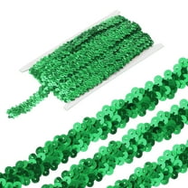 Uxcell 5 Yards 0.8 Inch Elastic Sequins Trim 2 Row Flat Sequin Strip Paillette Fabric Ribbon for Crafts DIY Fringe Sewing Costume Dress, Green