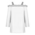 thumbnail image 4 of QIUOMBBP Off Shoulder Christmas Shirts for Women Solid Color Fluffy Fuzzy Neck Long Sleeve Tops Cute Teen Girls Clothes, White, XXXL, 4 of 6