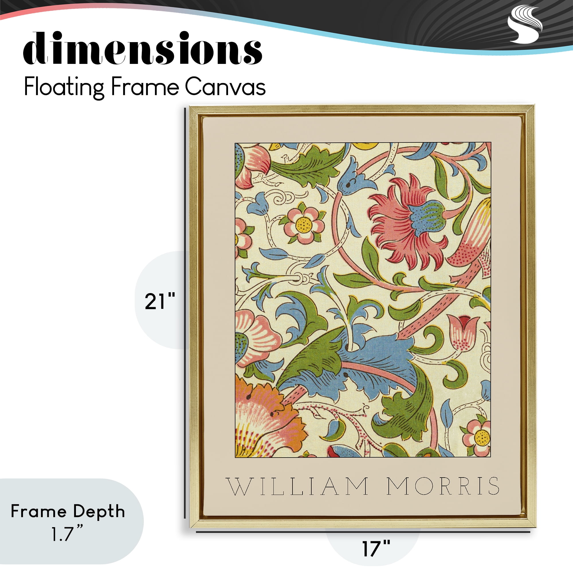 Stupell Industries Stylish Boho Classic Flowers Gold Framed Floater Canvas Wall Art, design by Lil' Rue
