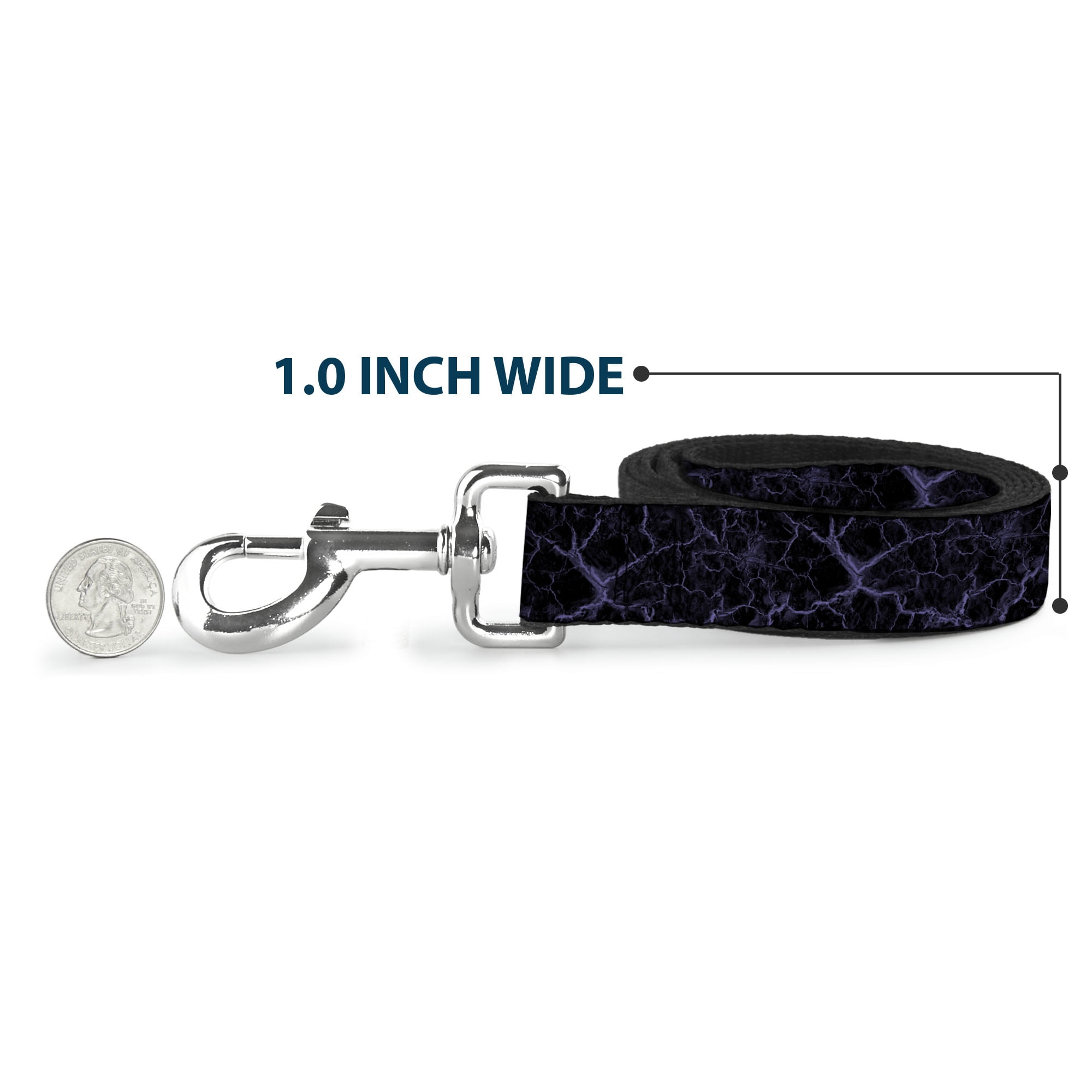 Buckle-Down Pet Leash, Dog Leash, Marble Black Purple, 6 Feet Long 1.0 Inch Wide