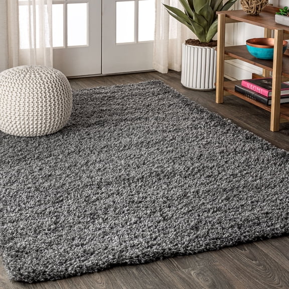 JONATHAN Y MERCER SHAG 5 x 8 Area Rug, Mercer Plush - Charcoal, MCR106B-5