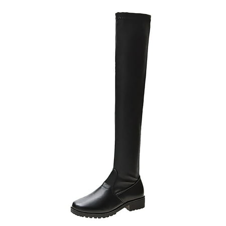

ASEIDFNSA Cowboy Boots Women Wide Calf Tall Over The Knee Flat Boots for Women Fashion Trending Women Ladies Ankle Shoes Platform Leather Boots Female Women Long Flat Boots Shoes for Winter