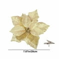 thumbnail image 3 of Christmas Flowers Decoration Artificial Red Golden Leaves Poinsettia Christmas Tree Ornaments Glittery for Xmas New Year Wedding Party Wreath DIY Garland Decor 7.8 Inch, 3 of 9