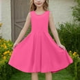 thumbnail image 6 of Spazoro Little and Big Girls Dresses, Sleeveless Solid Color Waist Cinched Round Neck Stretchy Dresses for Girls Pink Size 12 T, 6 of 9
