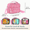 thumbnail image 5 of ComfiTime Lunch Bag for Kids – Insulated Lunch Box for Girls and Boys, Cute Reusable Cooler Bag with Zipper Pockets, Bottle Holder, Padded Handles and Shoulder Strap (Pink Leopard), 5 of 12
