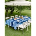 thumbnail image 3 of Outdoor Tablecloth with Umbrella Hole & Zipper, Blue Coastal Rectangle Tablecloth 54x80 Inch, Modern Abstract Beach Waves Ocean Patio Table Cover Waterproof Table Cloth for Picnic/Party, 3 of 7