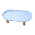 thumbnail image 4 of Soporte elevado para comedero de gatos, de plástico antiderrame y con base de madera. Azul 38cmx21cm, 4 of 9