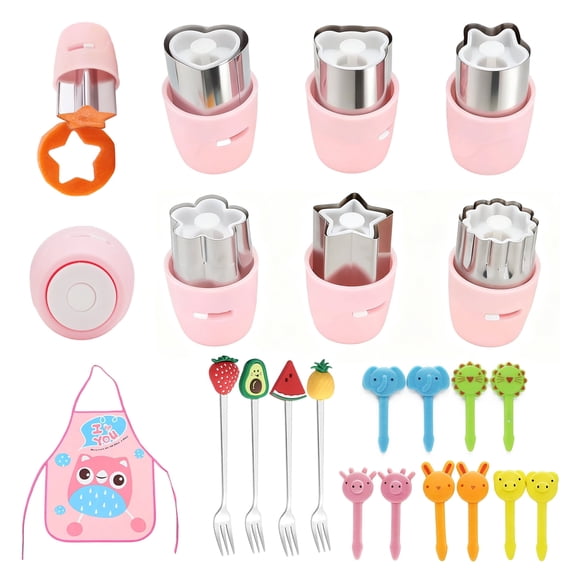 CHICHAUS 20Pcs Cookie Cutter Set - Multi-Shape Food Molds for Kids Lunch, Kitchen Baking Accessories, Food-Grade Stainless Steel (Pink)