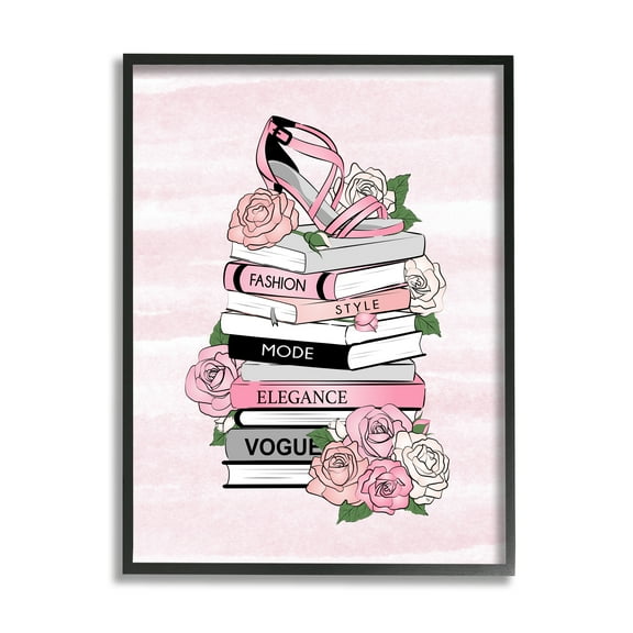 Stupell Industries Fashion Style Elegance Phrases Glamourous Flowered Bookstack ,24 x 30, Design by Martina Pavlova