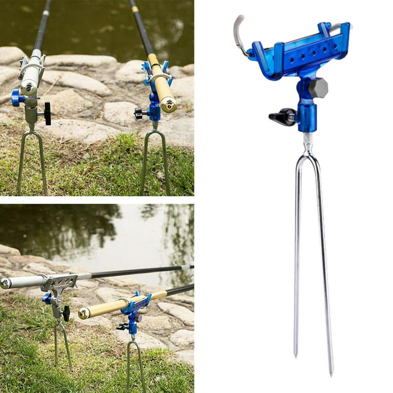Degrees Automatic Fishing Rod Holder Ground Bracket Outdoor Fishing Gear  Adjustable Sensitivity AntiRust , Blue Head 