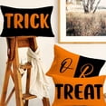 thumbnail image 6 of Happy Halloween Trick or Treat Lumbar Pillow Covers 12 x 20 Inch Set of 4 Halloween Decorations Black&Orange Cotton Linen Rectangular Throw Pillow Case Cushion Cover for Sofa Home, 6 of 6
