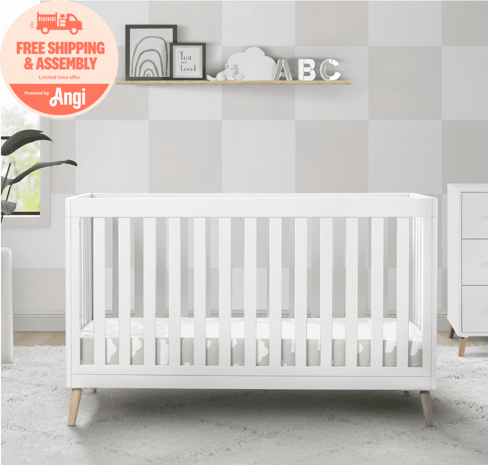 Delta Children Essex 4-in-1 Convertible Baby Crib & Serta SleepTrue Sparkling Sky Breathable Baby Bed Crib Mattress and Toddler Mattress