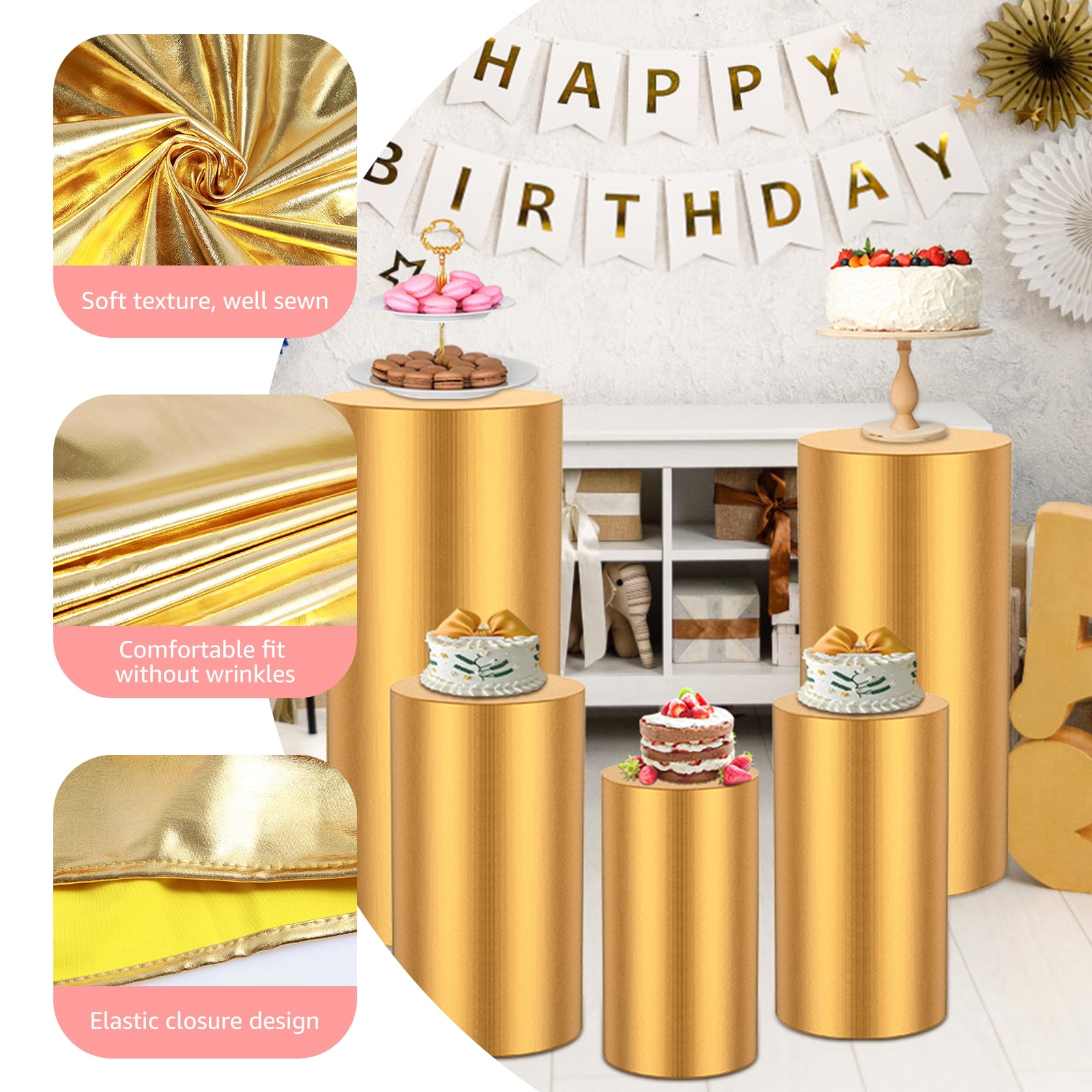 QUARKZMAN Champagner Gold Zylinderabdeckungen - Elegante Standabdeckungen