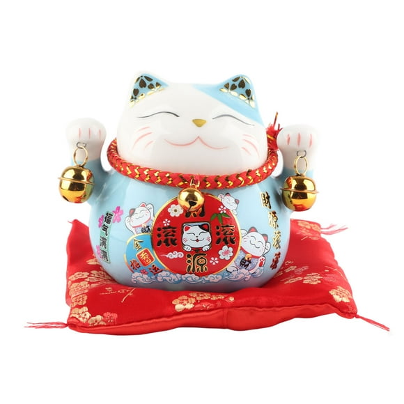 4.5in Lucky Cat Coin Bank ,Bring Luck Good Wish Ceramic Fortune Cat Saving Pot Desk Decoration, Lucky Cat Statue, Maneki Neko Lucky Cat, Fortune Cat[Blue]
