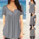 thumbnail image 3 of Camisetas de verano para mujercamisetas holgadas plisadas con cuello en V y manga corta (gris M) Likrtyny Para estrenar, 3 of 9