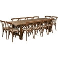 thumbnail image 3 of Flash Furniture Hercules Series 9' x 40" Folding Farmhouse Dining Table with 12 Cross Back Chairs, 3 of 12