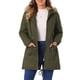 thumbnail image 1 of Chaqueta de parka de invierno para mujer Allegra K, abrigo acolchado largo, cálido, a prueba de viento, con capucha de piel sintética, color verde militar, 1 of 6