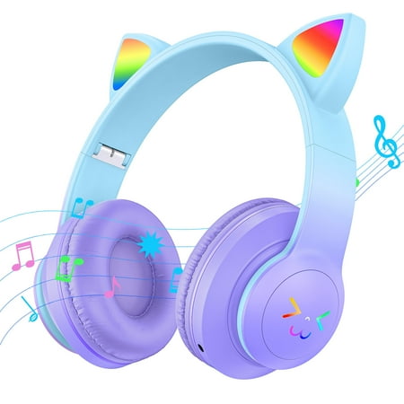ABCPOW Kids Headphones with Microphone Wireless Headset Bluetooth 5.1 Foldable 94dB Safe Volume Stereo Adjustable Headband Earphones Over-Ear Wired Headphones for Girls/Boys/Children/School/Tablet