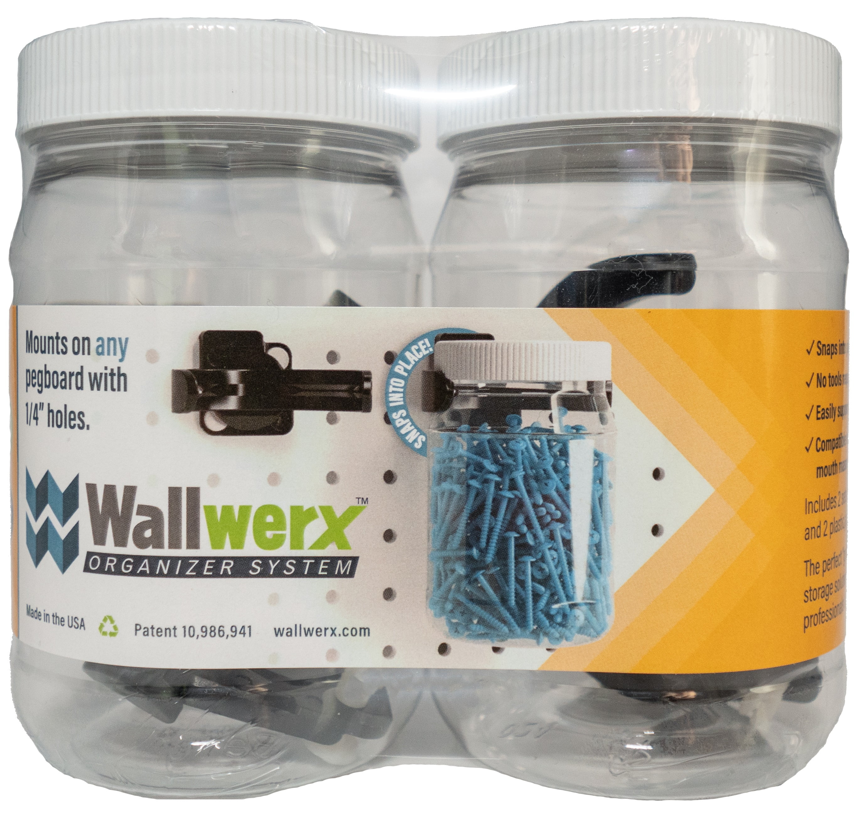 Wallwerx Gun Pegboard Jar Storage Small Parts Ammo Reloading Organizer  Container Set - AO-WWERX-B