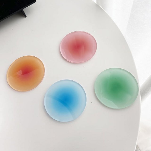 Posavasos acrílicos coloridos, posavasos bonitos, soporte redondo resistente al calor, posavasos de mesa antideslizantes, posavasos estéticos, 4 piezas