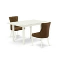 thumbnail image 2 of East West Furniture Norfolk 3-piece Dining Table and Chair Set in Linen White, 2 of 5