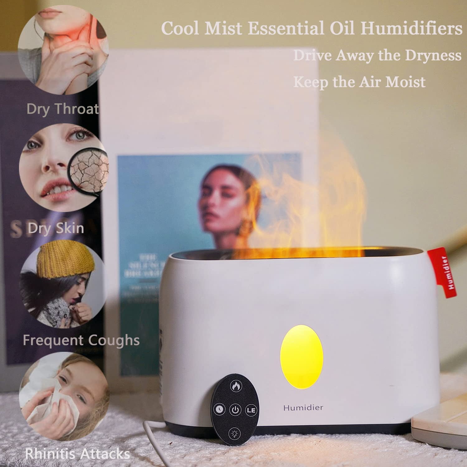 CELECTIGO Flame Air Diffuser Humidifier, Upgraded Scent Diffuser for Essential Oils, Ultrasonic Aromatherapy, Fire Mist Humidi with Auto-Off Function for Room Home Office