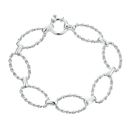 Pori Jewelers Sterling Silver Twisted Oval Chain Bracelet